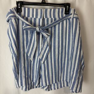 NWT Lane Bryant Womens Blue And White Stripe Linen Blend Shorts Size 22 Coastal